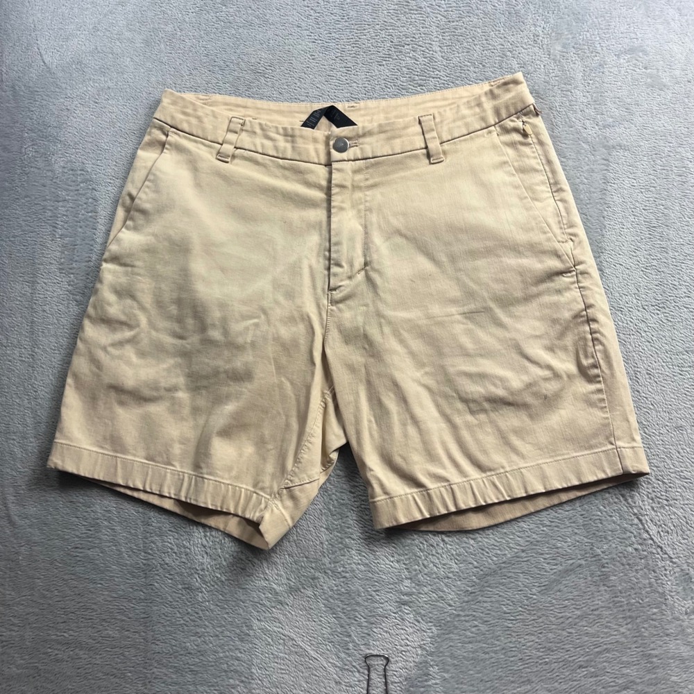 Lululemon Commission Short 7 Mens 32 Khaki Tan Chino Stretch LM7AUDS